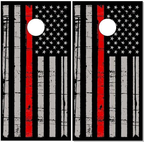 Thin Red Line Distressed FLag Cornhole Boards