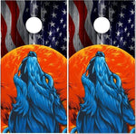 Wolf American Flag Howl Cornhole Boards