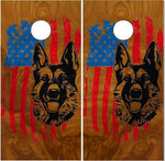 German Shephard American Flag Cornhole Boards