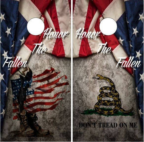 Honor The Fallen Soldier Boots Flag Cornhole Boards