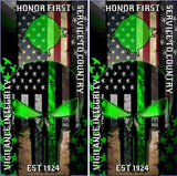 Wicked Wire Thin Green Line Skull Cornhole Boards