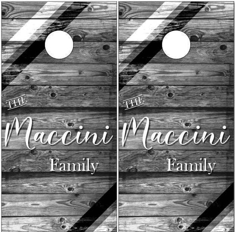 Family White Wood Stripes Cornhole Boards