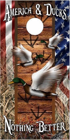 American Duck Hunting Flag Camo Cornhole Boards