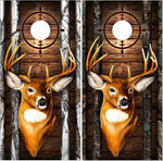 Deer Buck Head Dark Wood Camo Cornhole Boards