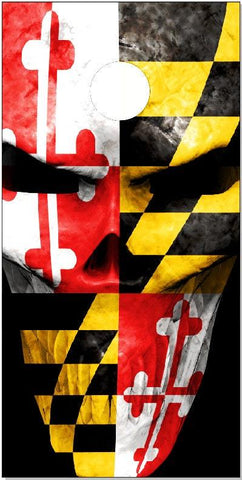 Maryland Flag Skull Cornhole Boards