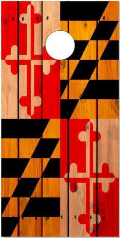 Maryland Flag Wood Planks Cornhole Boards