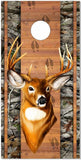 Deer Buck Head Wood Plank Camo Cornhole Boards