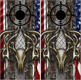 Deer Buck Skull Diamond Plate Camo Cornhole Boards