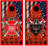 Firefighter American Flames Cornhole Boards