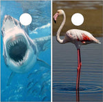 Shark Flamingo Cornhole Boards