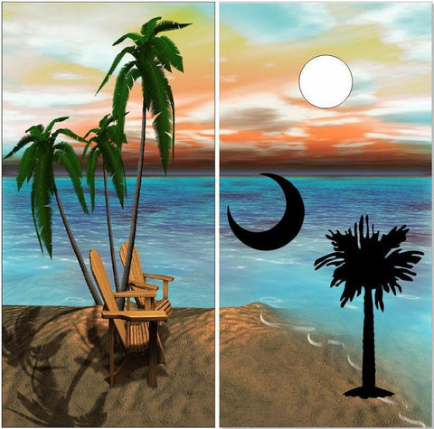 South Carolina PalmettoTree Beach Cornhole Boards