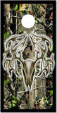 Tribal Buck Skull Tree Camo Cornhole Boards