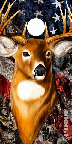 Deer Buck Head Flag Camo Cornhole Boards